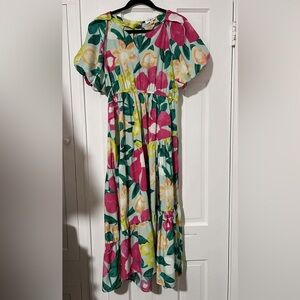 Umgee Pink and Green Floral Kids Dress